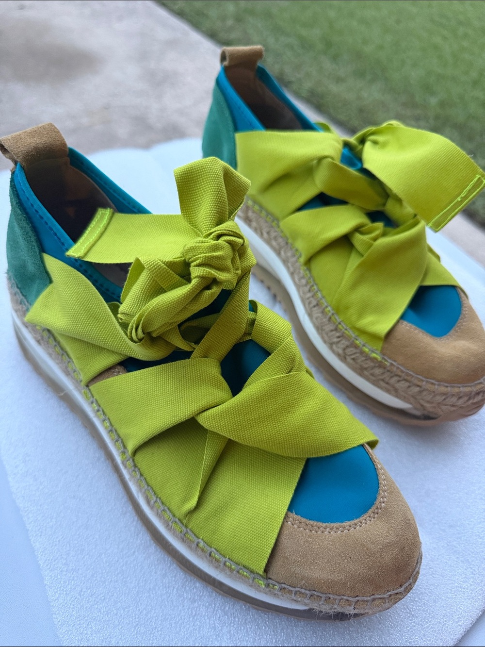 Free people Women’s Lime Green Ribbon Espadrille Sneakers - Unbranded